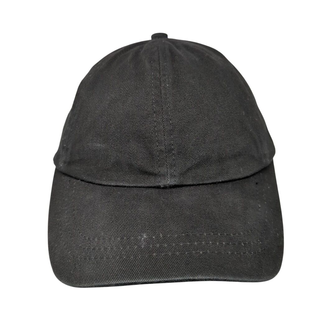 Unbranded Strapback Hat Black One Size Adjustable Vented Holes 6 Panel Blank